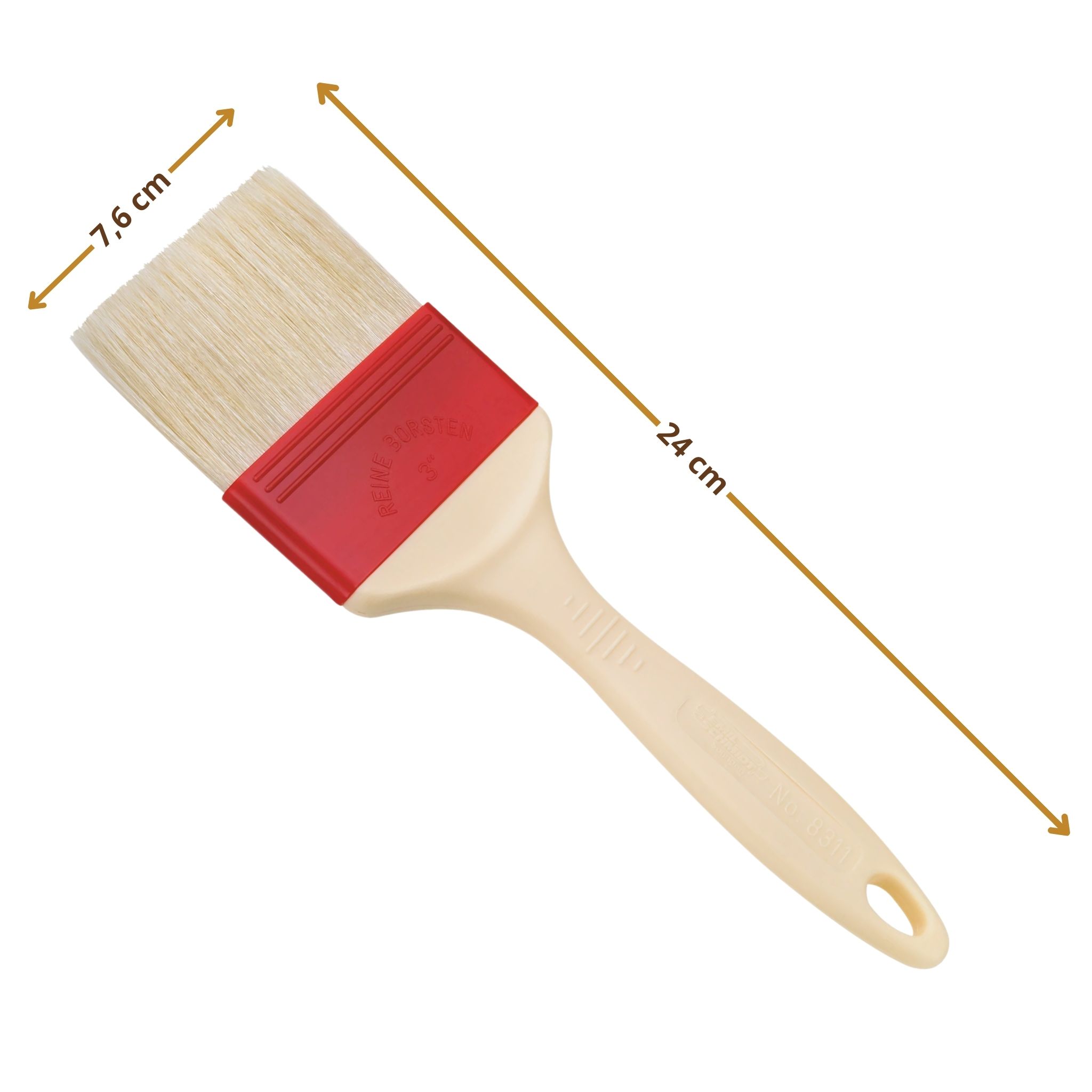 Pędzel cukierniczy 7.62 cm (3"") naturalne włosie długość całkowita 24 cm włosie 8.5 cm - szczegóły