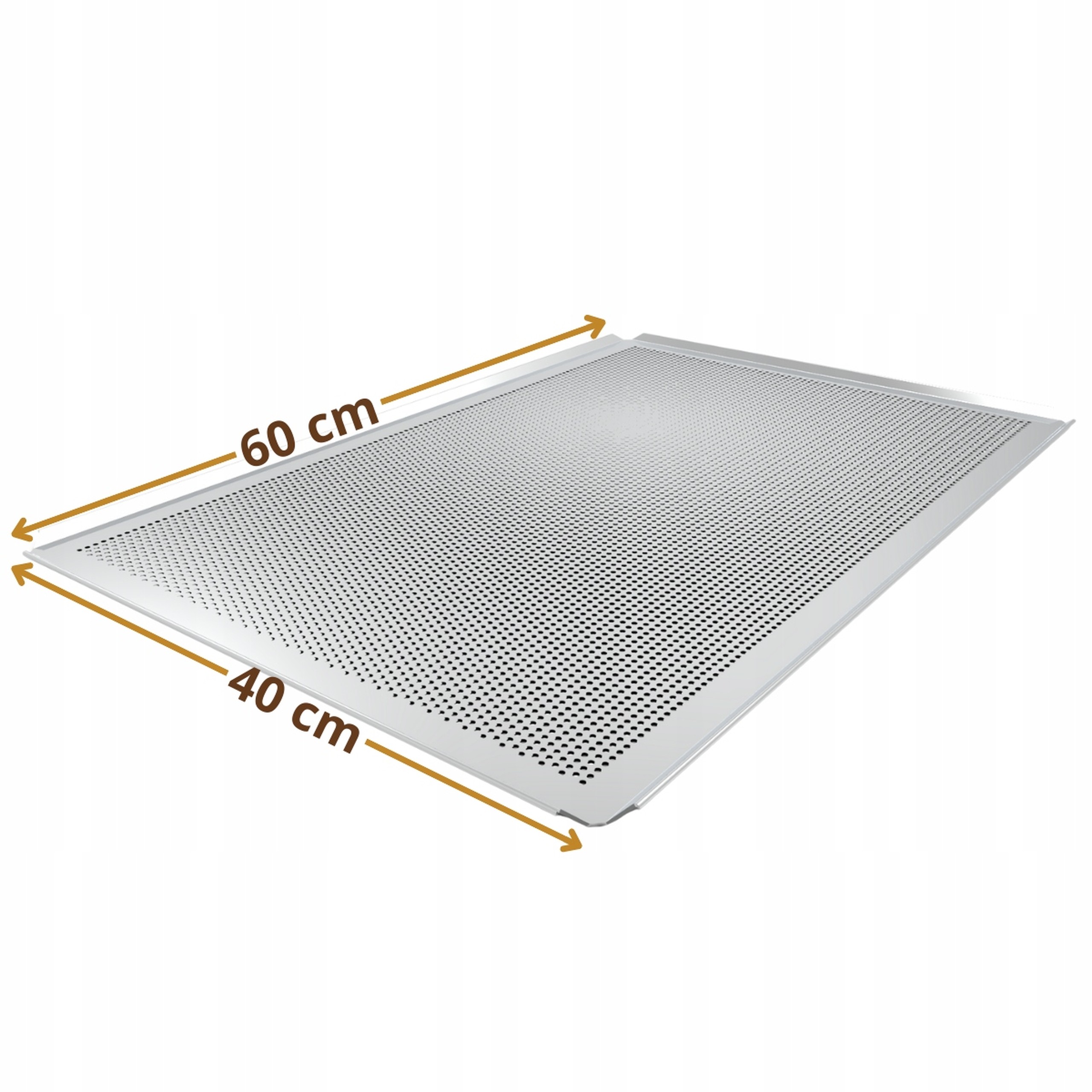Blacha piekarnicza PERFOROWANA 60x40 cm 4 ranty Aluminium wysokość rantu 10 mm - szczegóły