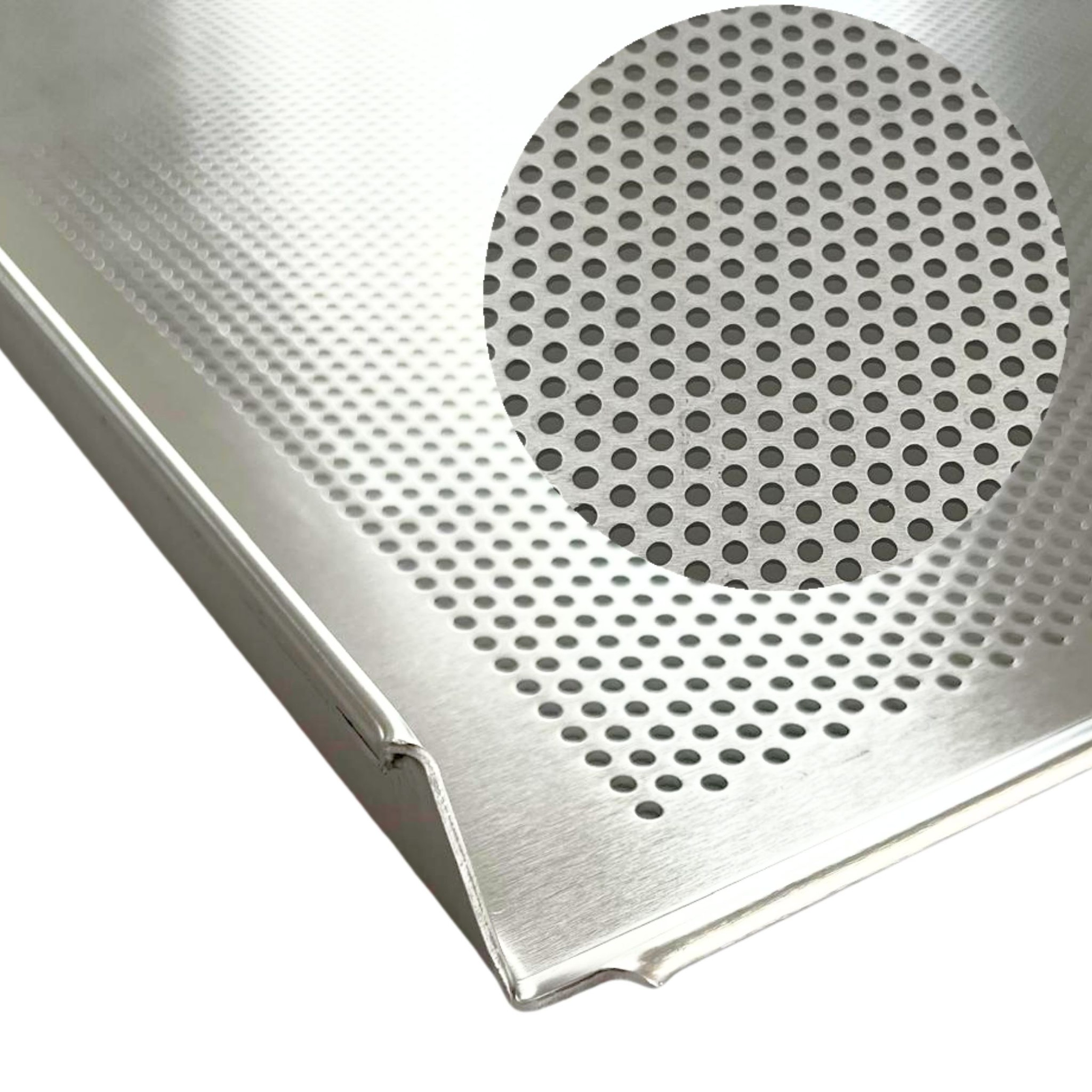 Blacha piekarnicza PERFOROWANA 78x58 cm 3 ranty Aluminium grubość 1,5 mm - cechy