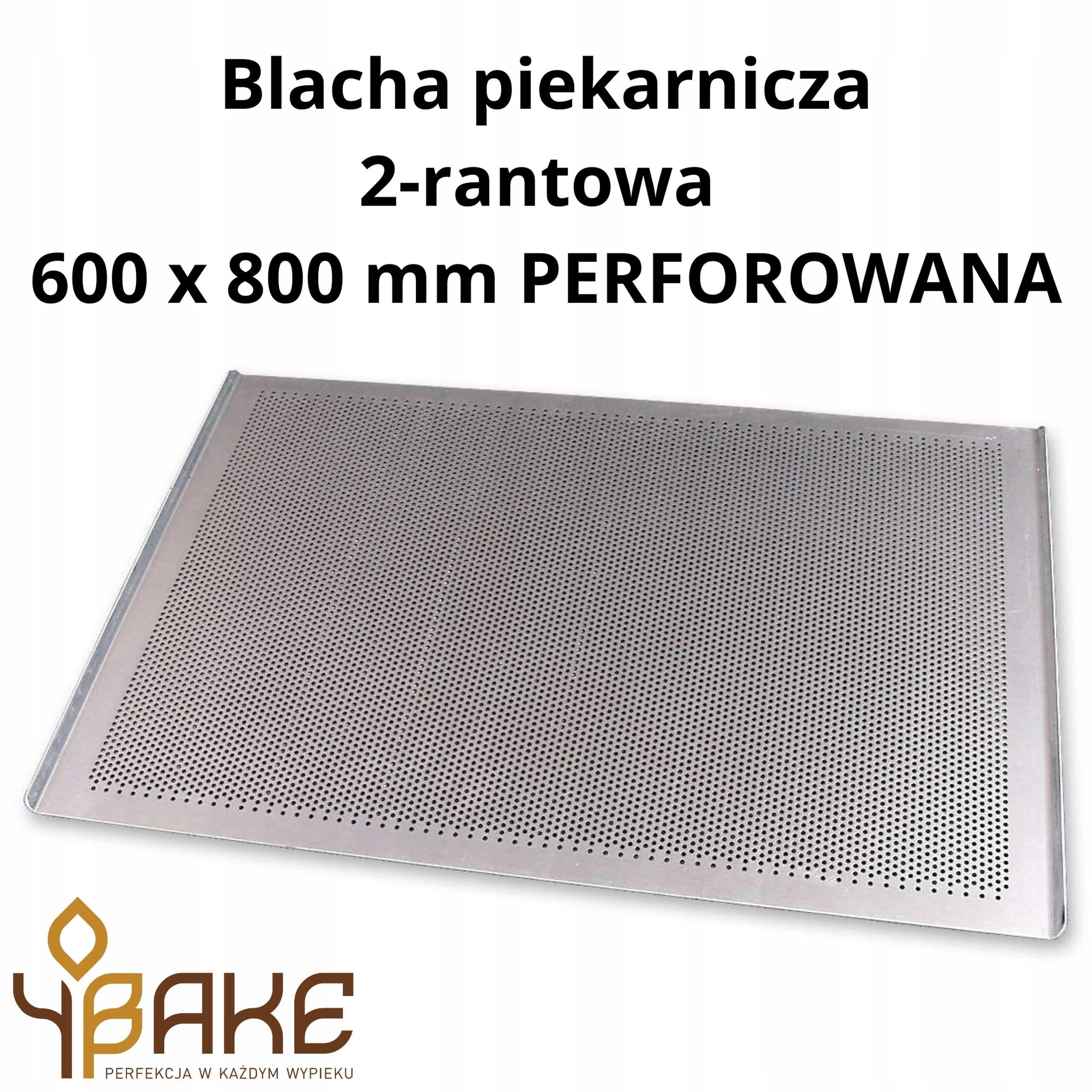 Blacha piekarnicza PERFOROWANA 80x60 cm 2 ranty Aluminium grubość 1,5 mm - szczegóły