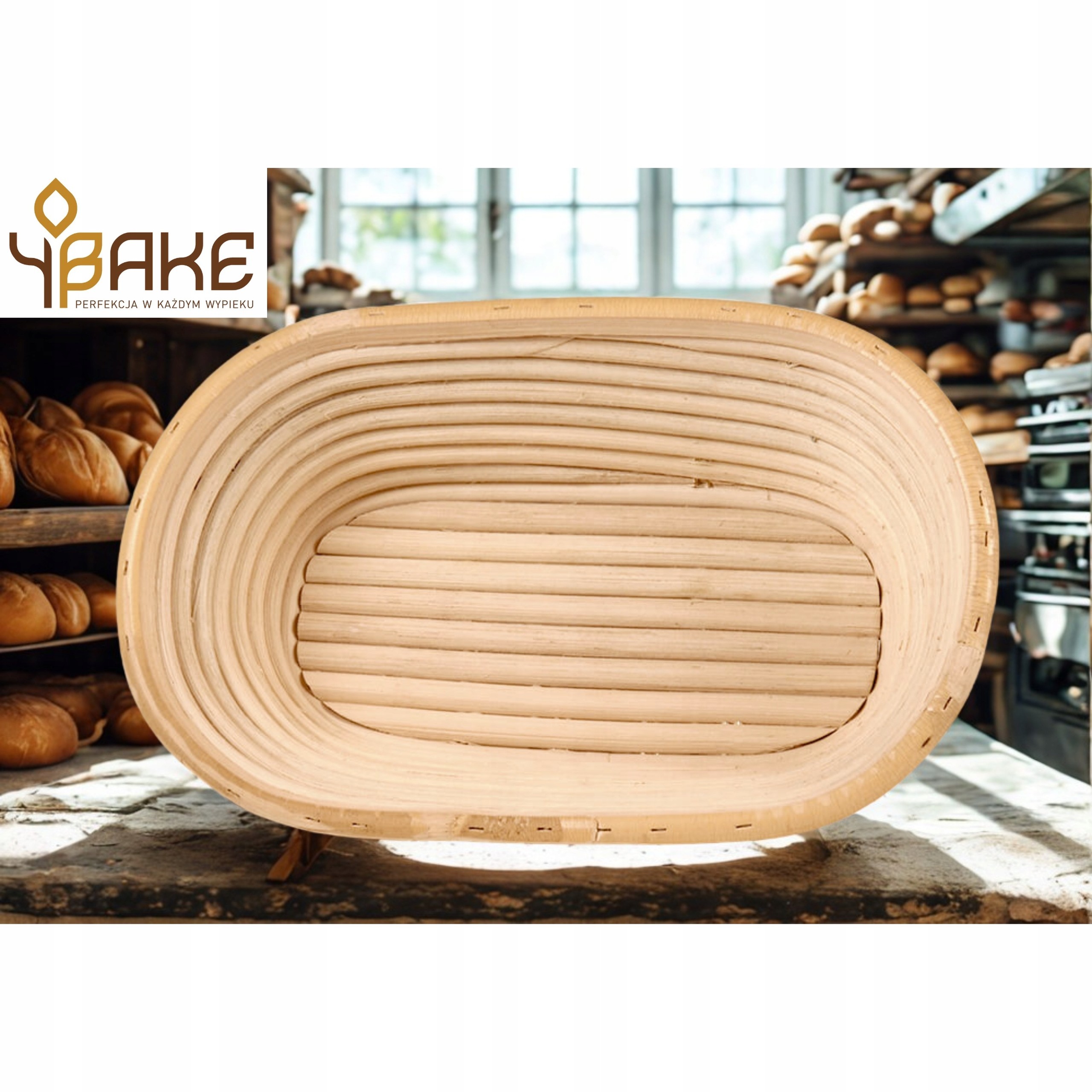Koszyk do garowania chleba owalny 24x14 cm z naturalnego rattanu — idealny do bochenkow 500-750 g
