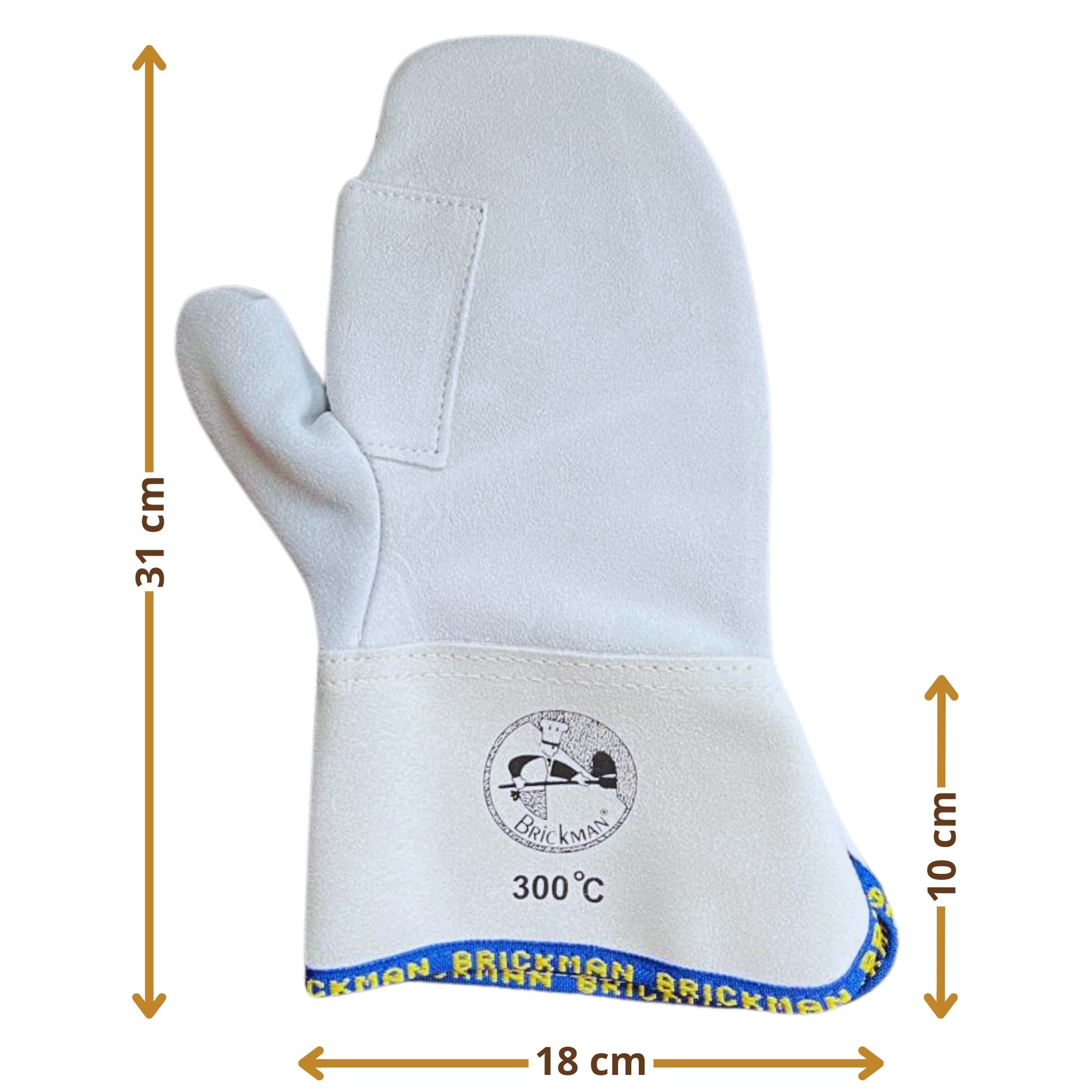 Rękawice piekarskie 1-palec WZMOCNIONE 31 cm do +300°C Skórzane - szczegóły