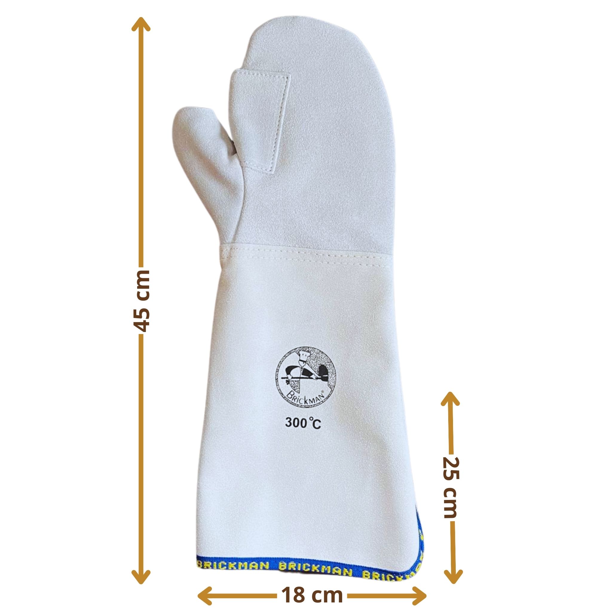 Rękawice piekarskie 1-palec WZMOCNIONE 45 cm do +300°C Skórzane - szczegóły