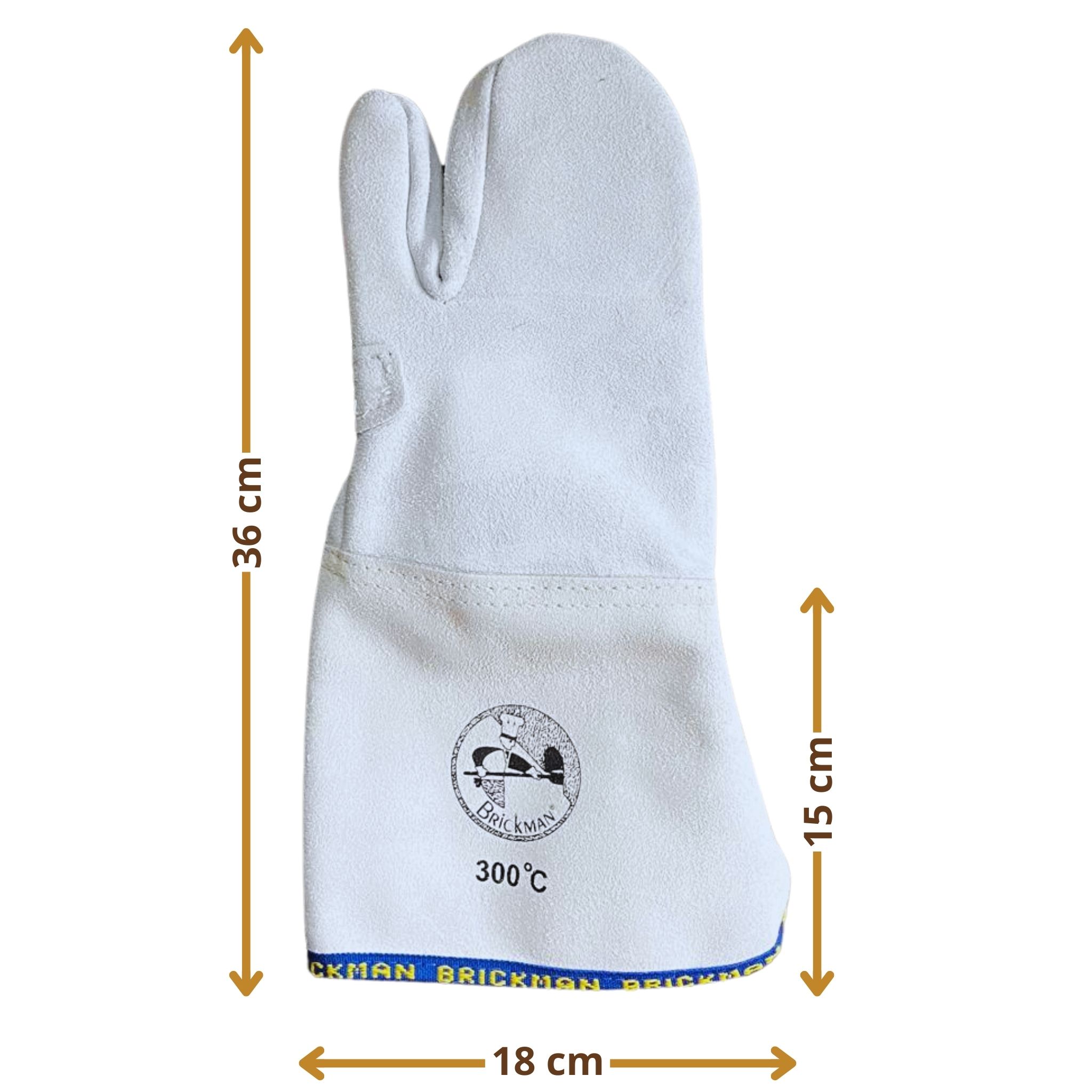 Rękawice piekarskie 3-palce WZMOCNIONE 36 cm do +300°C Skórzane - szczegóły