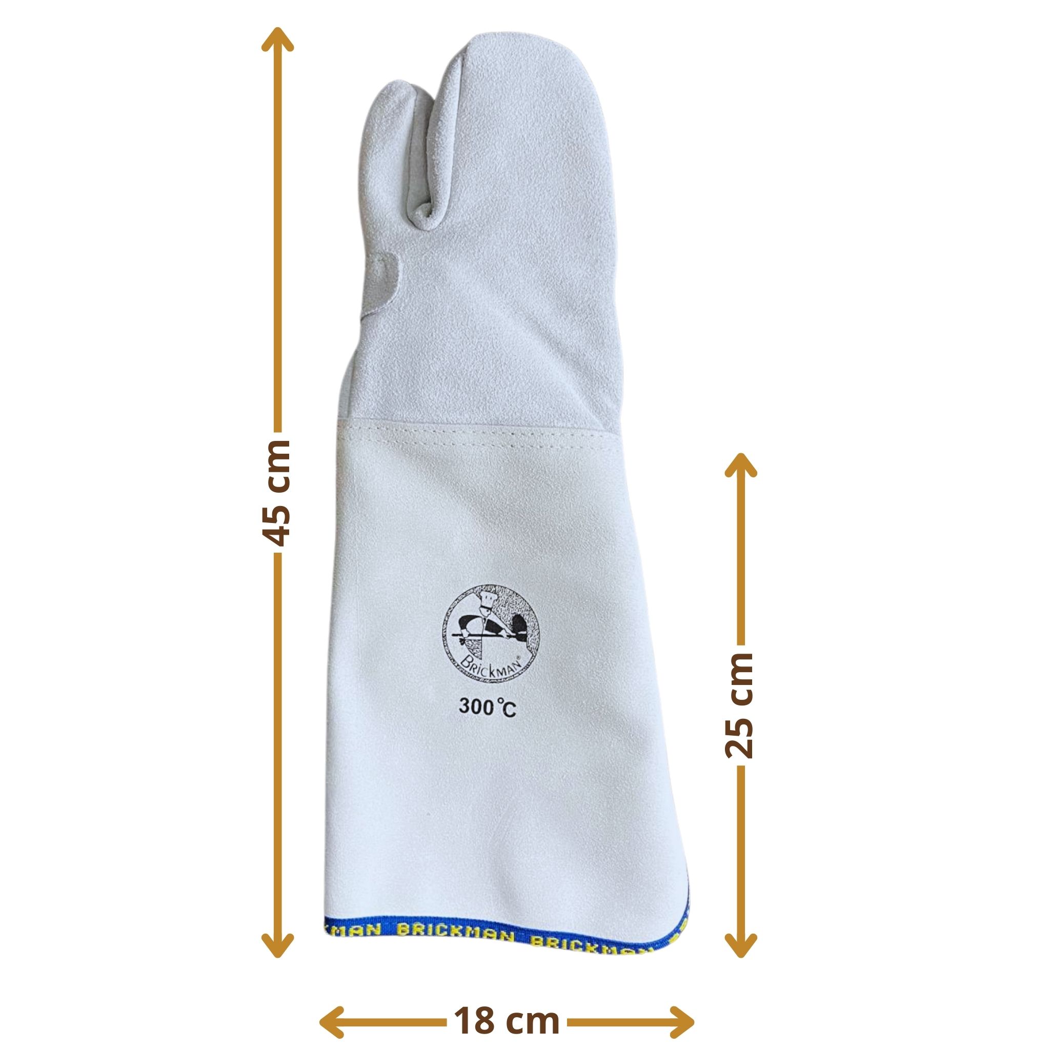 Rękawice piekarskie 3-palce WZMOCNIONE 45 cm do +300°C Skórzane - szczegóły